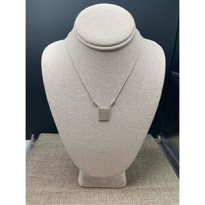 Sterling Silver Beaded Grid Style Necklace Stamped Italy Tiny Beads Vintage